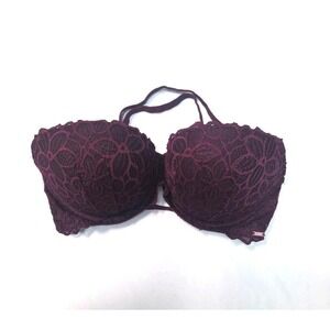Trendy Victoria's Secret-Lace-Deep purple-Push-Up Bra 32DD-Sexy Lingerie
